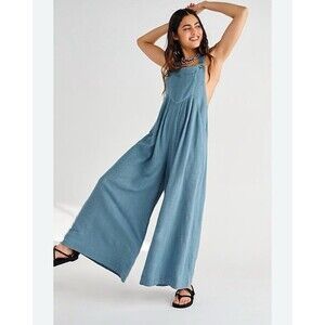 Free People Sun-drenched Overalls In Light Blue Size Small